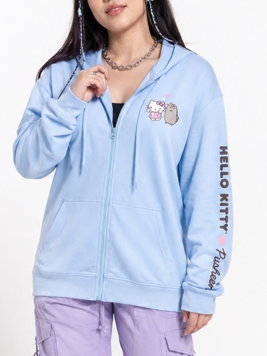 Sanrio Jackets & Blazers - Hello Kitty x Pusheen 2021 Collab Blue Zip Hoodie XL Sanrio Kawaii